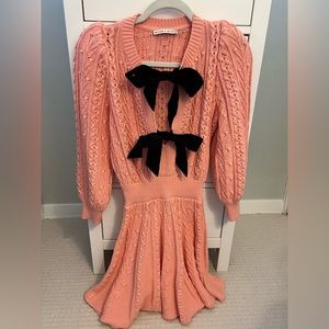 Alice & Olivia Kitty Bow Front Sweater Dress